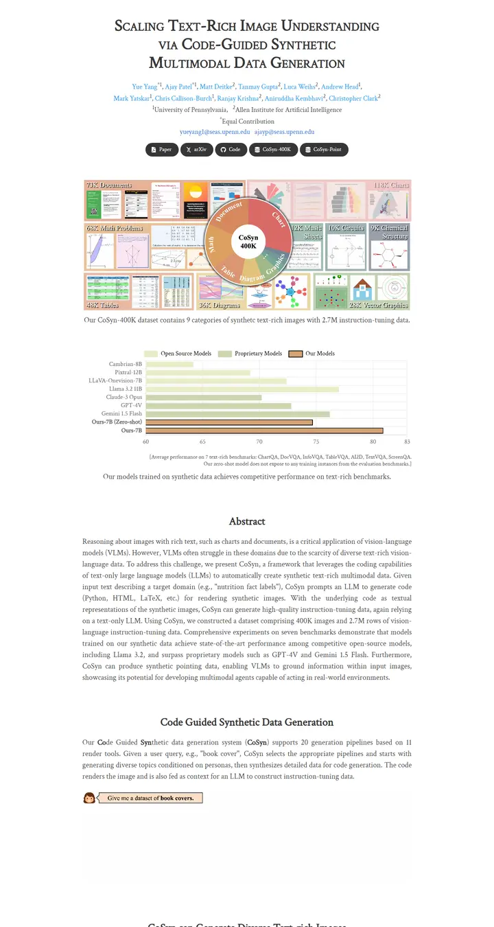 Scaling Text-Rich Image Understanding via Code-Guided Synthetic Multimodal Data Generation