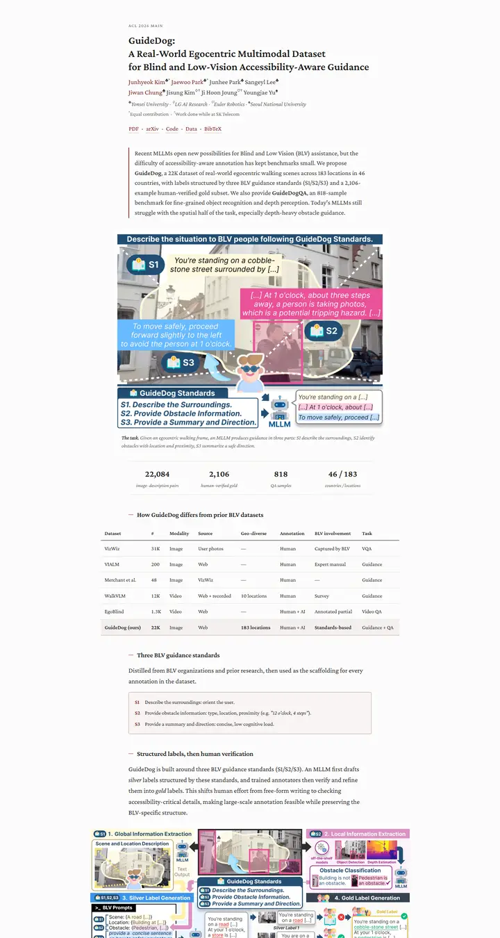 GuideDog: A Real-World Egocentric Multimodal Dataset for Blind and Low-Vision Accessibility-Aware Guidance