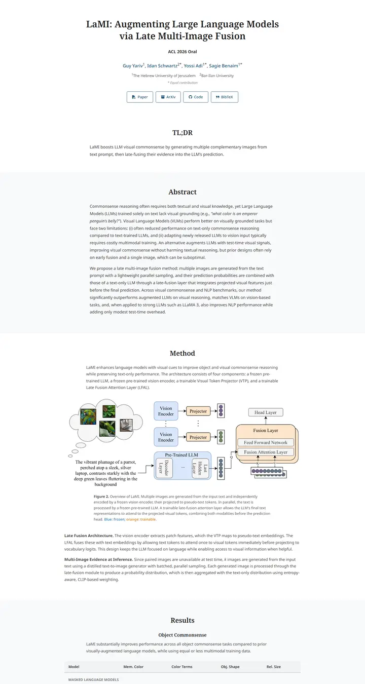 LaMI: Augmenting Large Language Models via Late Multi-Image Fusion