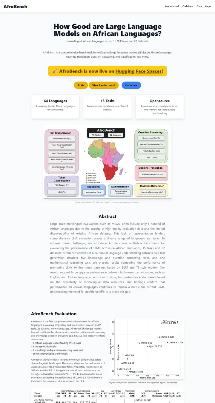 AfroBench: How Good are Large Language Models on African Languages?