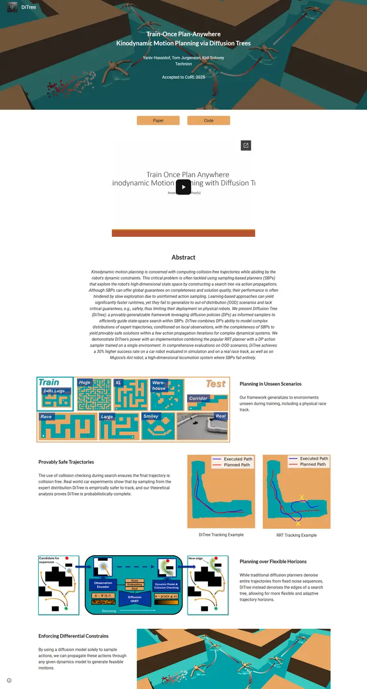 Train-Once Plan-Anywhere Kinodynamic Motion Planning via Diffusion Trees