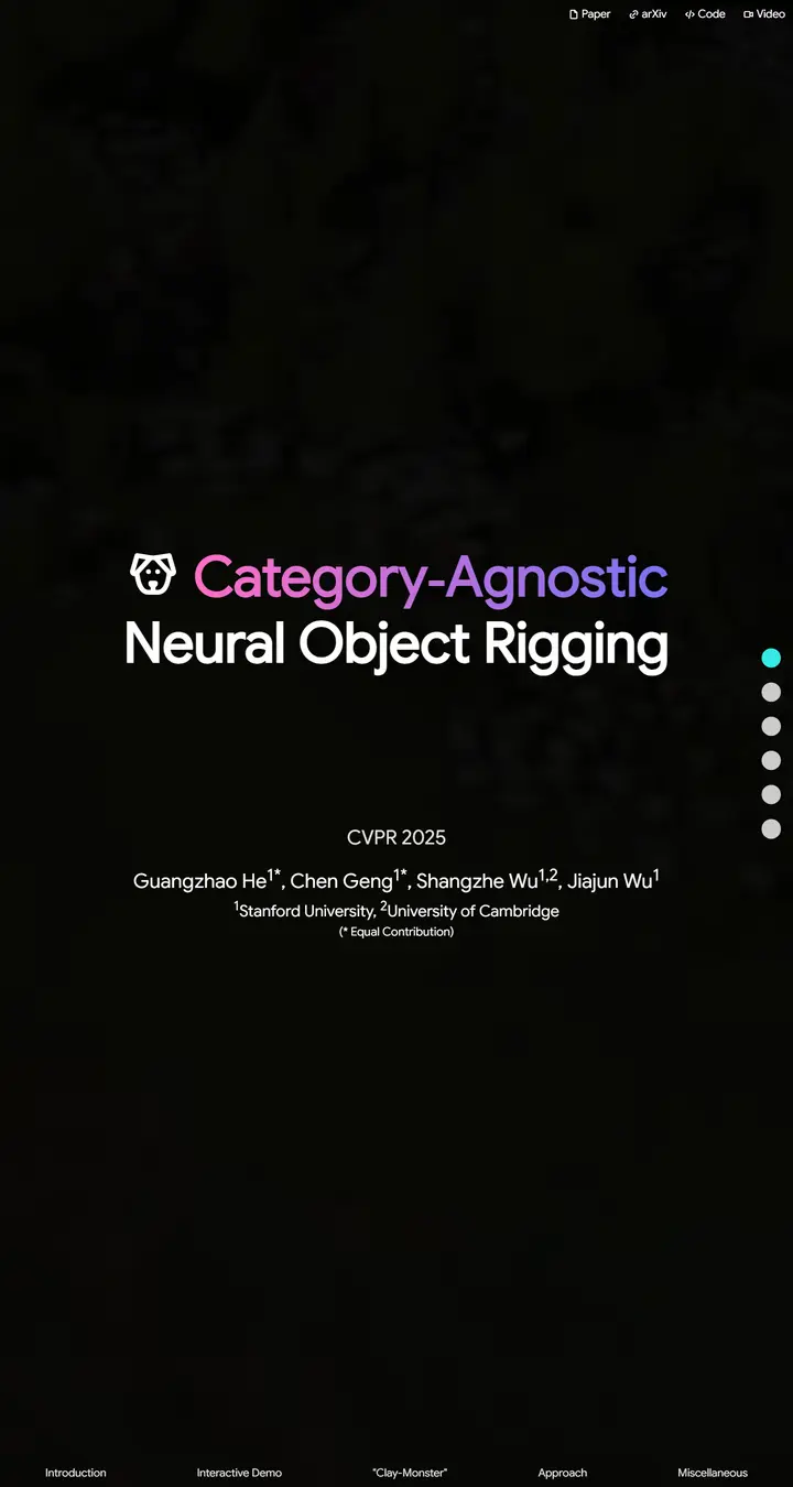 Category-Agnostic Neural Object Rigging