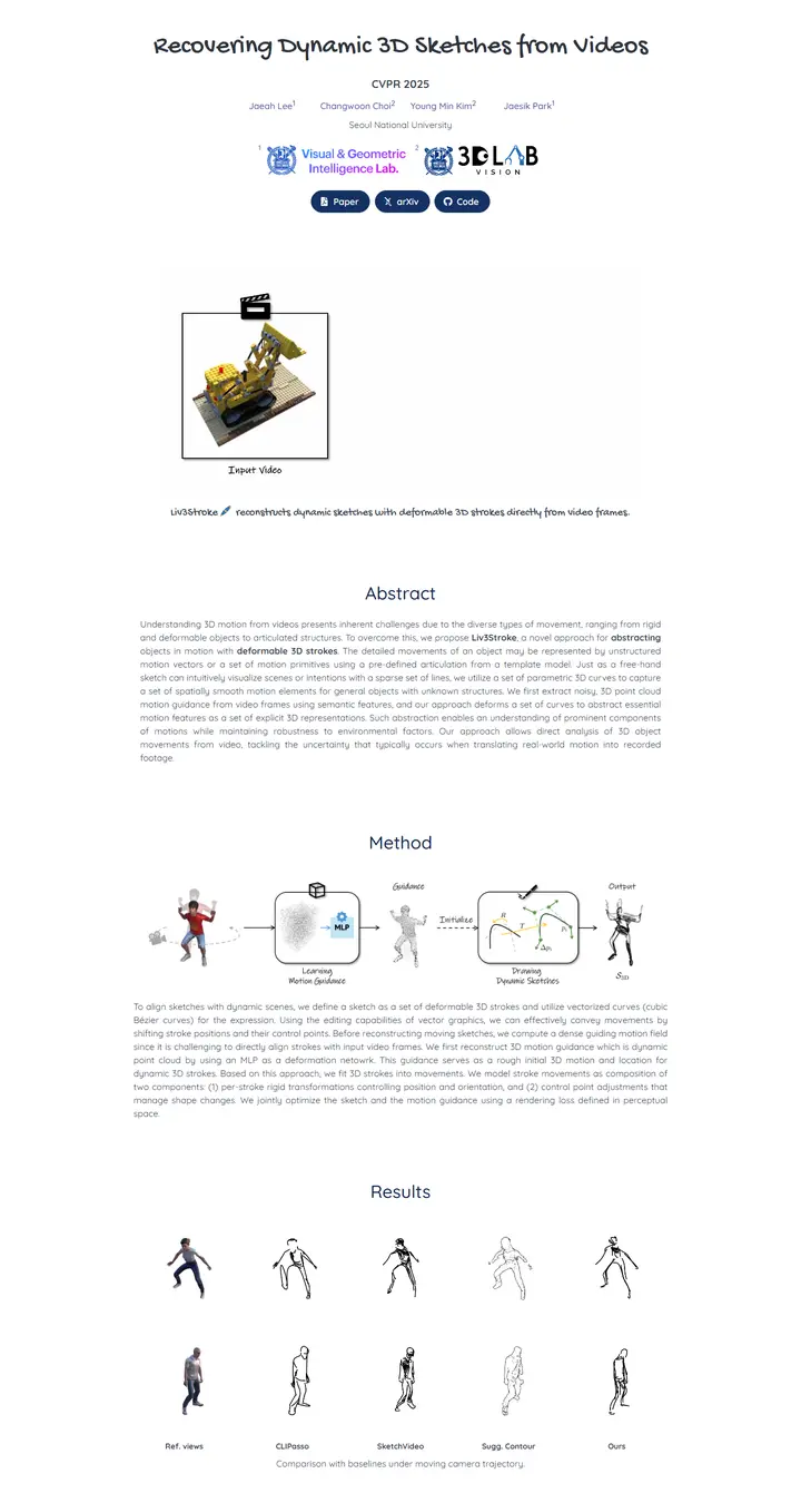 Recovering Dynamic 3D Sketches from Videos