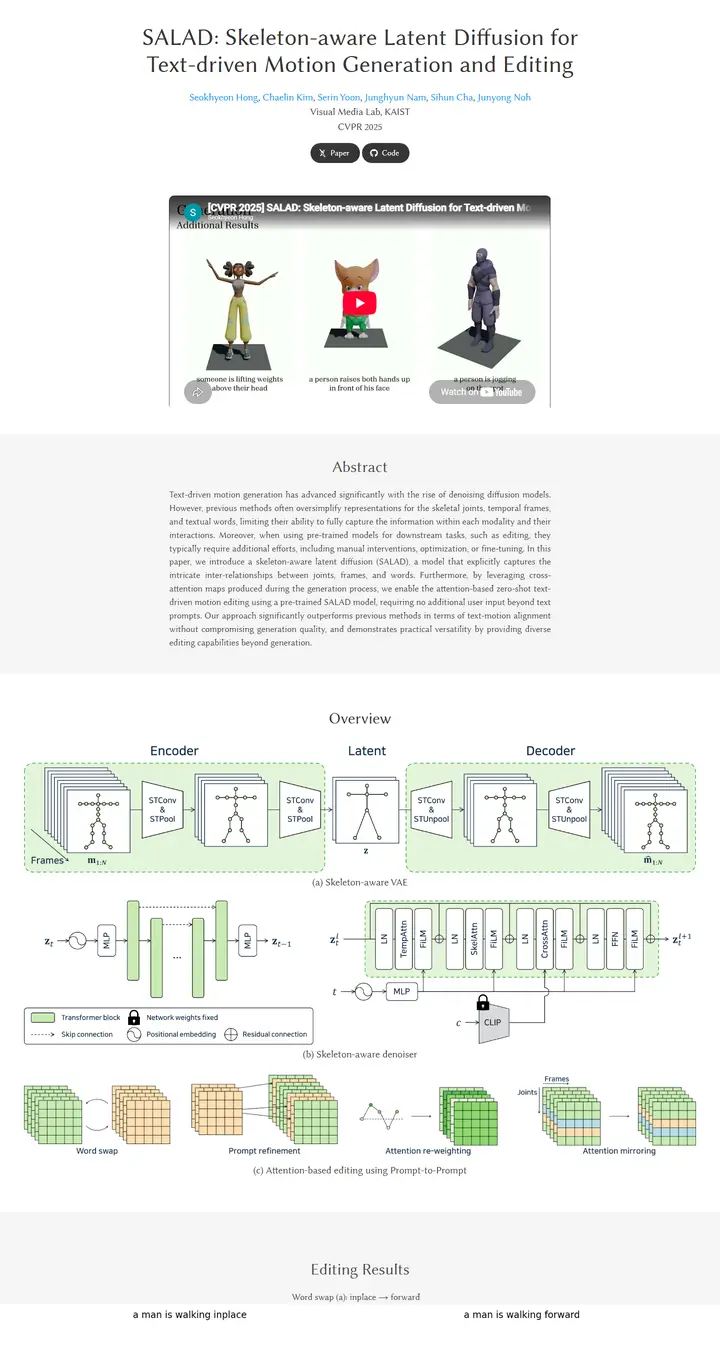 SALAD: Skeleton-aware Latent Diffusion for Text-driven Motion Generation and Editing