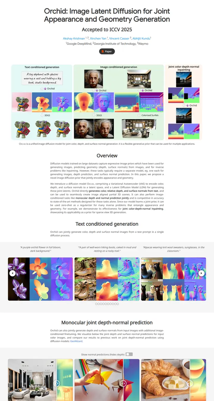 Orchid: Image Latent Diffusion for Joint Appearance and Geometry Generation