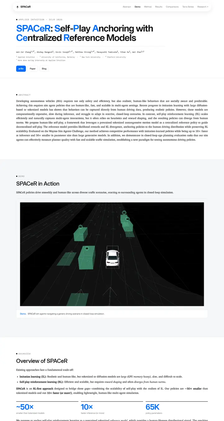 SPACeR: Self-Play Anchoring with Centralized Reference Models