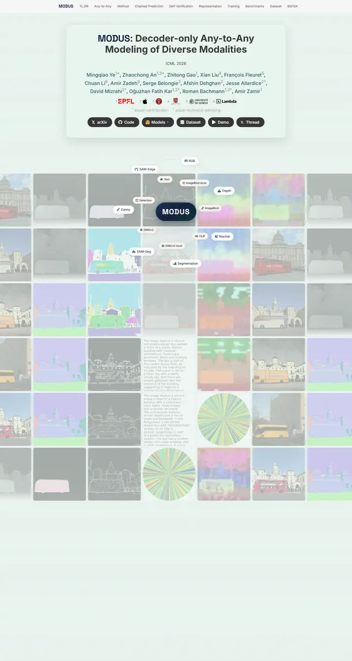 MODUS: Decoder-Only Any-to-Any Modeling of Diverse Modalities