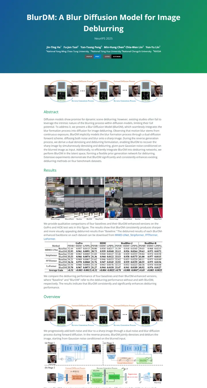 BlurDM: A Blur Diffusion Model for Image Deblurring