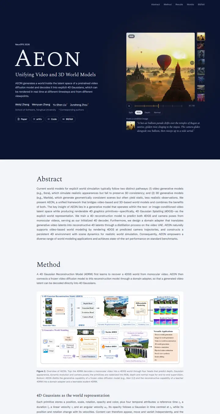 AEON: Unifying Video and 3D World Models