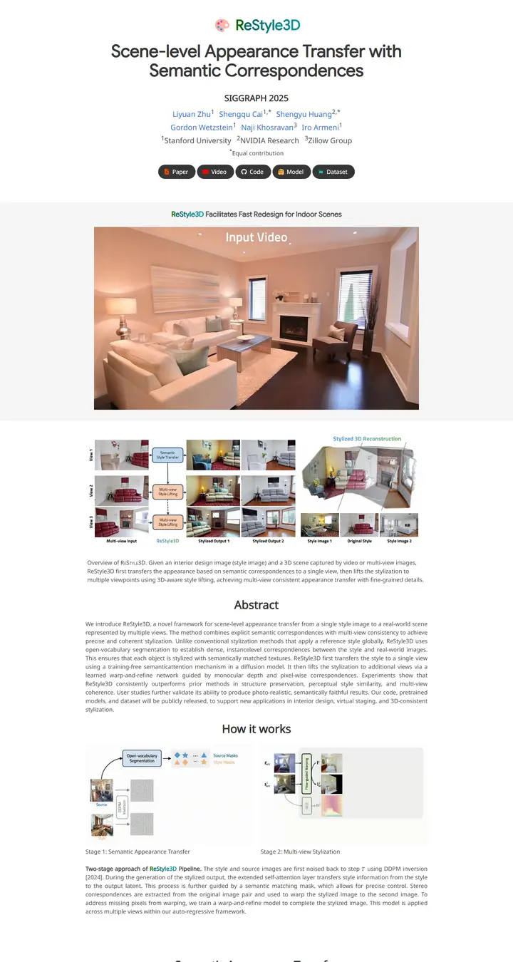 ReStyle3D: Scene-Level Appearance Transfer with Semantic Correspondences