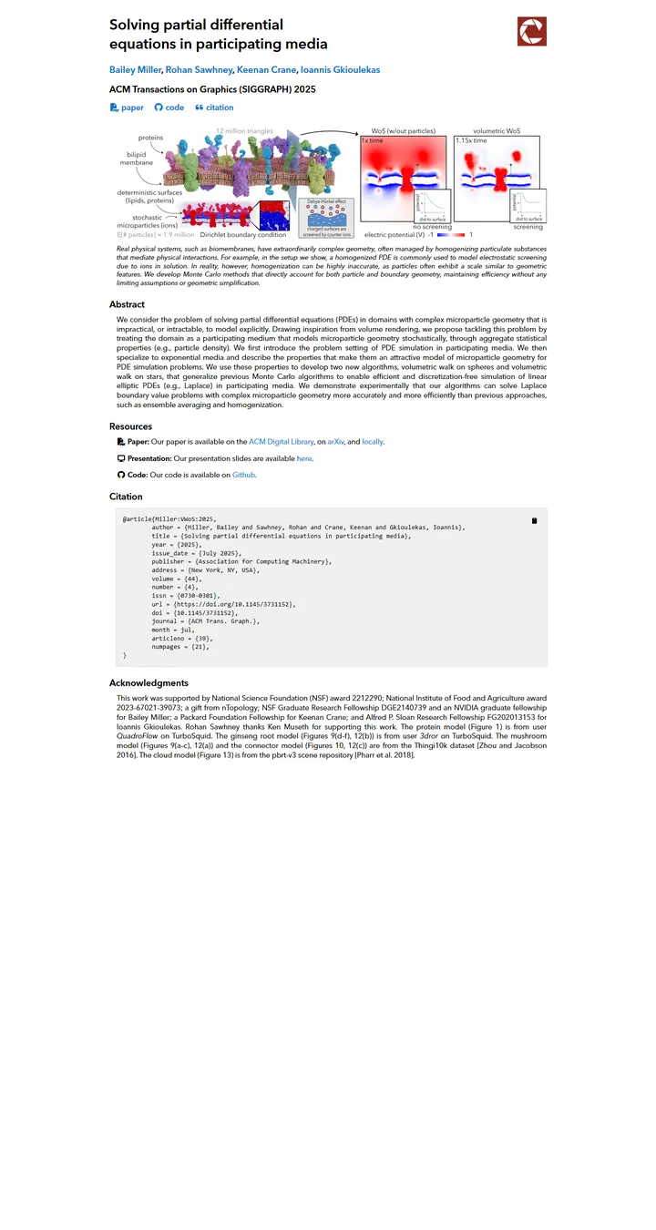 Solving partial differential equations in participating media