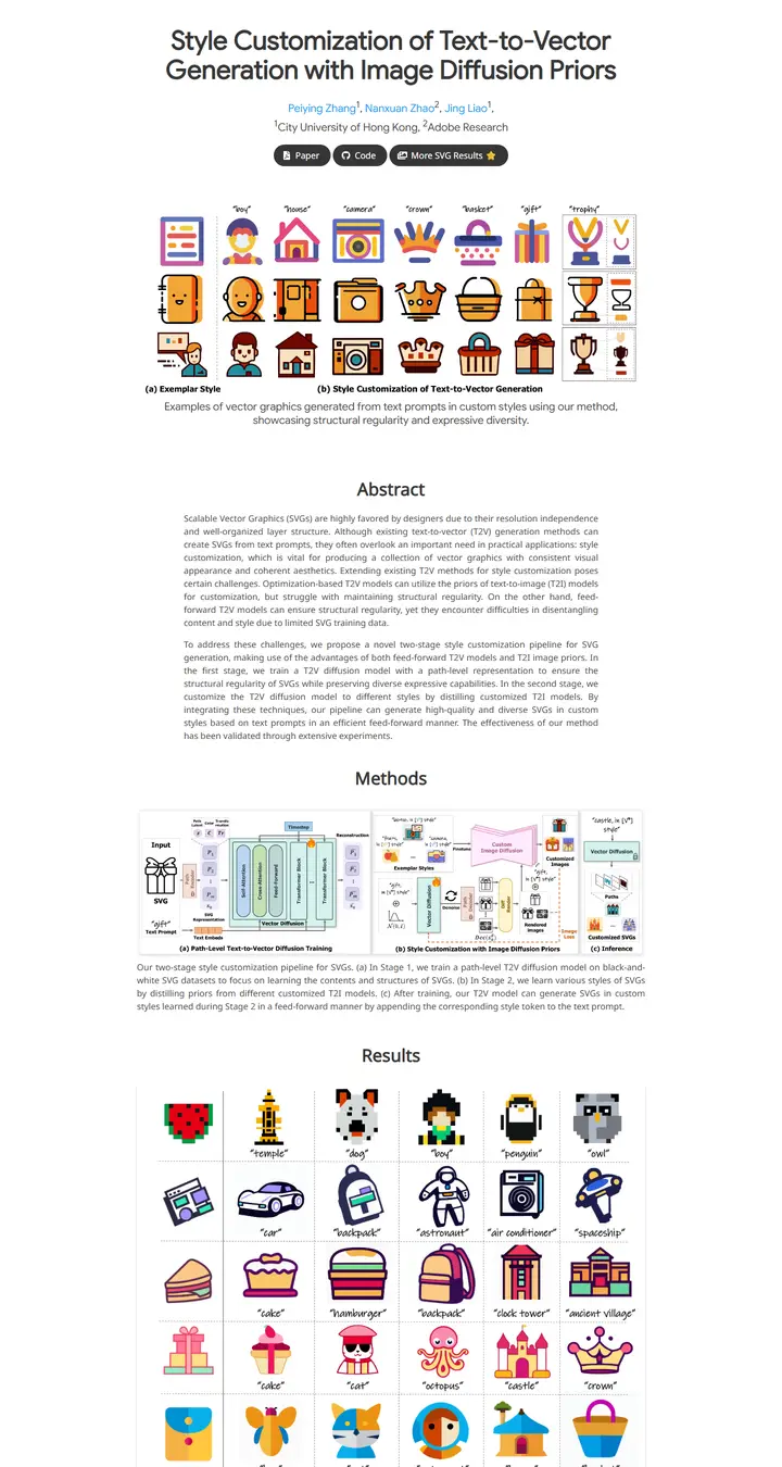 Style Customization of Text-to-Vector Generation with Image Diffusion Priors