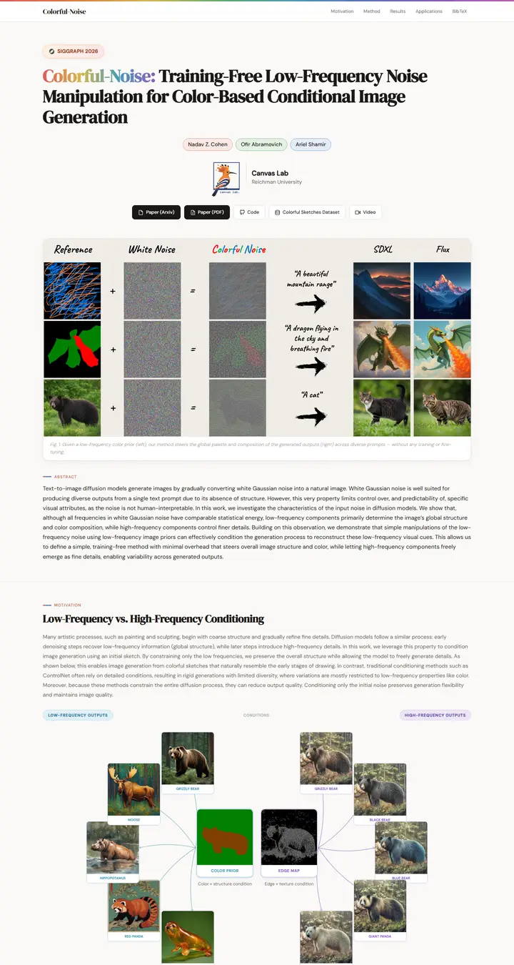 Colorful-Noise: Training-Free Low-Frequency Noise Manipulation for Color-Based Conditional Image Generation