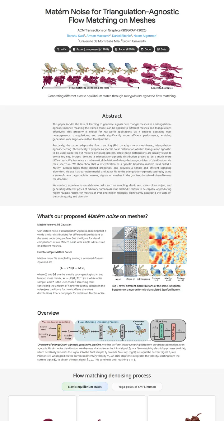 Matérn Noise for Triangulation-Agnostic Flow Matching on Meshes