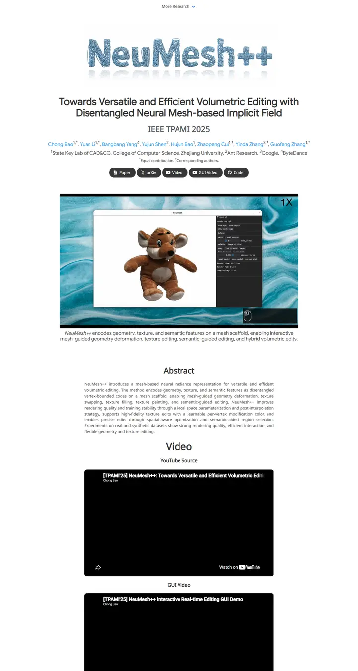 NeuMesh++: Towards Versatile and Efficient Volumetric Editing with Disentangled Neural Mesh-based Implicit Field